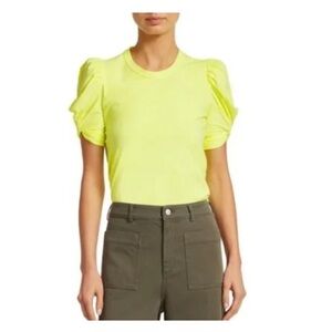 A.L.C. Kati Puff sleeve short sleeve top neon green yellow XS